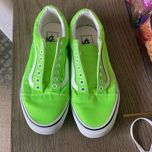 lime green checkered vans